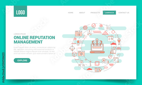 orm online reputation management concept with circle icon for website template or landing page homepage