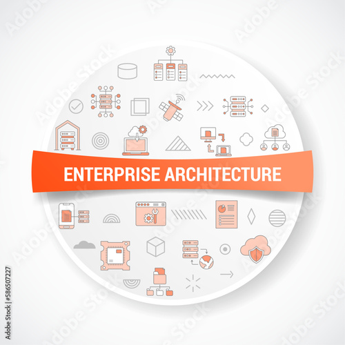 enterprise architecture concept with icon concept with round or circle shape for badge