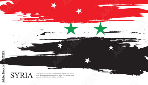 Syria Flag Made of  grunge Brush Paint Vector template