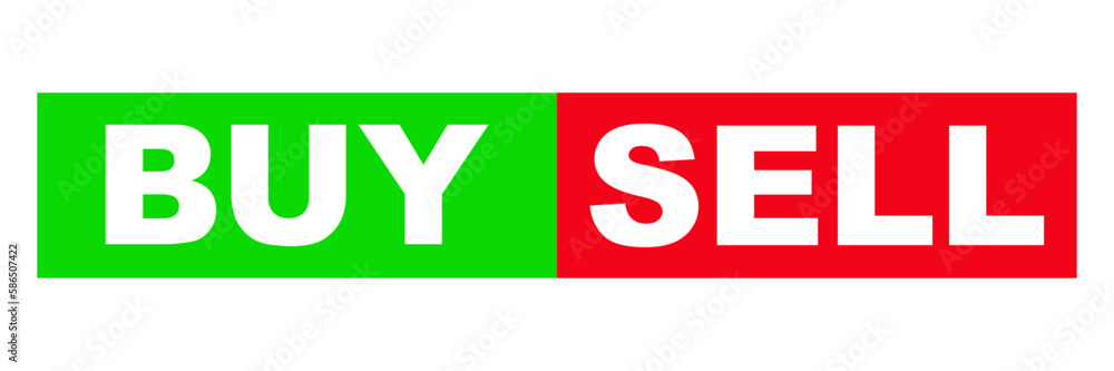 Buy and sell button, green and red color, flat style rectangle shape graphic. Simple design vector illustration object for forex, stock market, mobile, app, web use. Isolated on white background. Buy and sell button, green and red color, flat style rectangle shape graphic. Simple design vector illustration object for forex, stock market, mobile, app, web use. Isolated on white background.