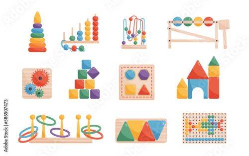 Educational Games Flat Color Set