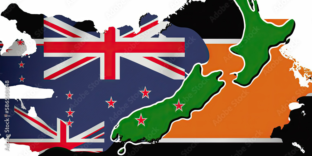 Nz Colors Map of New Zealand in New Zealand flag colors: A map of New Zealand ...