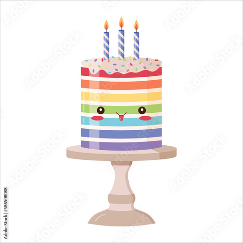 Cute Rainbow Birthday Party Cake with Candles