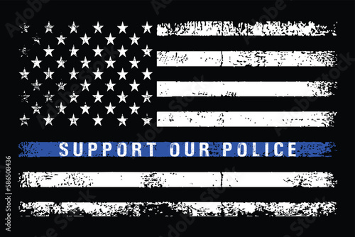 Support Our Police Blue Line Flag Design