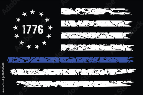 Thin Blue Line 1776 Betsy Ross Flag Design