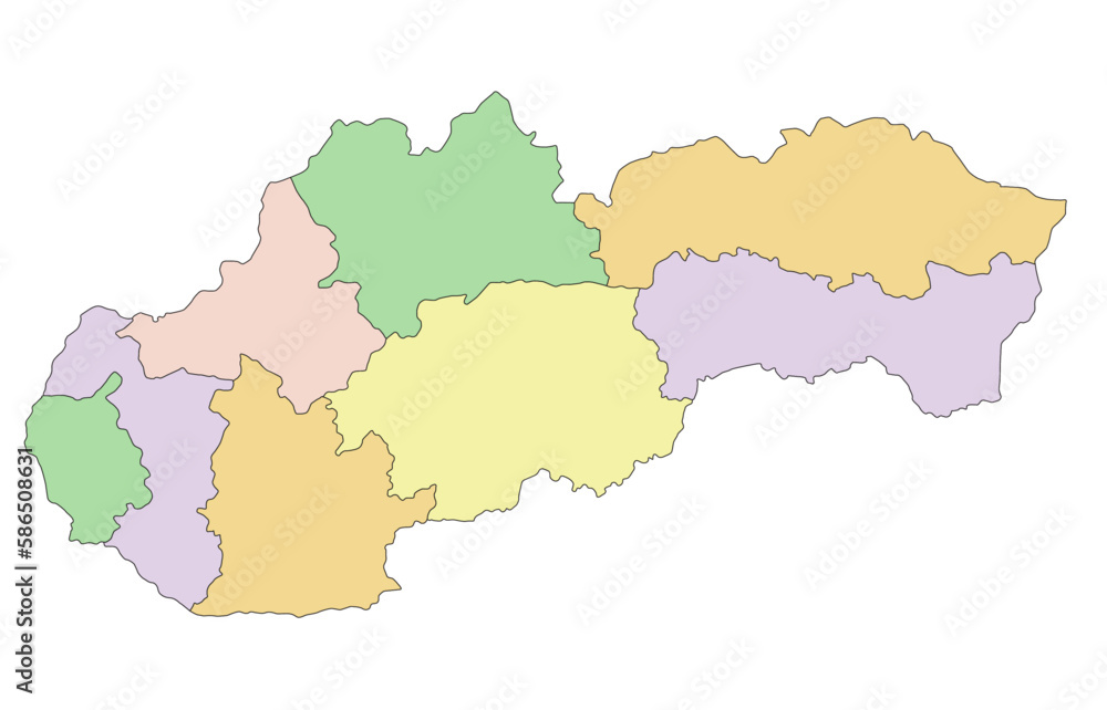 Slovakia - Highly detailed editable political map.
