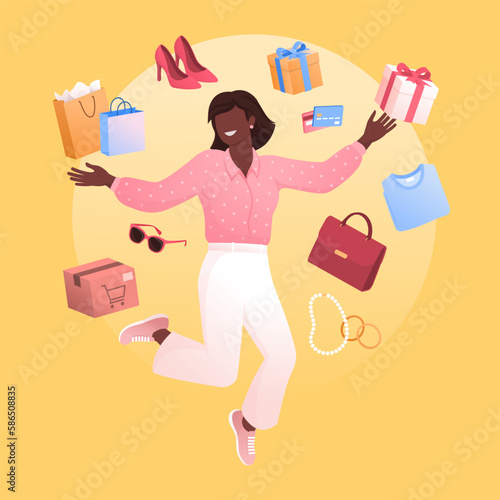 Happy woman doing online shopping