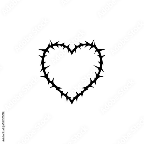 vector illustration of heart shaped thorns
