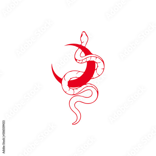 vector illustration of moon with snake concept