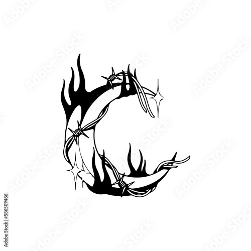 vector illustration of a moon with barbed wire