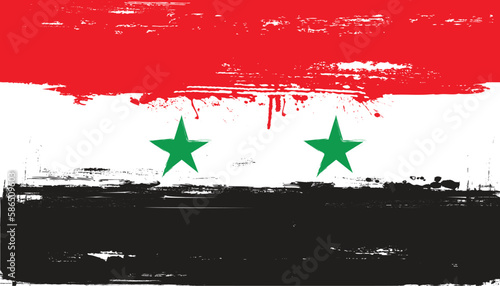 Syria Flag Made of  grunge Brush Paint Vector template