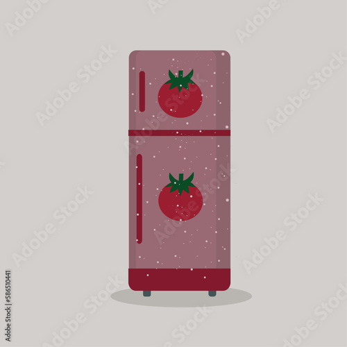 Illustration Flat Design Refrigerator with Pattern Tomato 