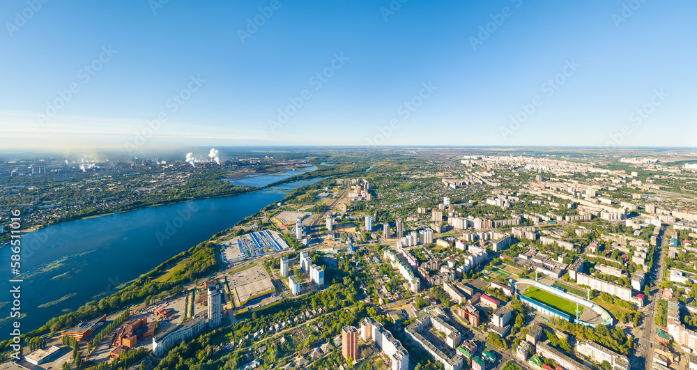 Lipetsk, Russia. City view in summer. Sunny day. Aerial view