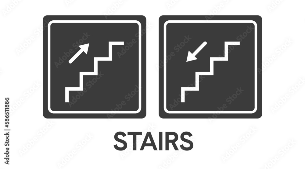Climbing and down stairs icon. Vector Isolated Black and White Illustration of Stairs Signs Climbing and down stairs icon. Vector Isolated Black and White Illustration of Stairs Signs