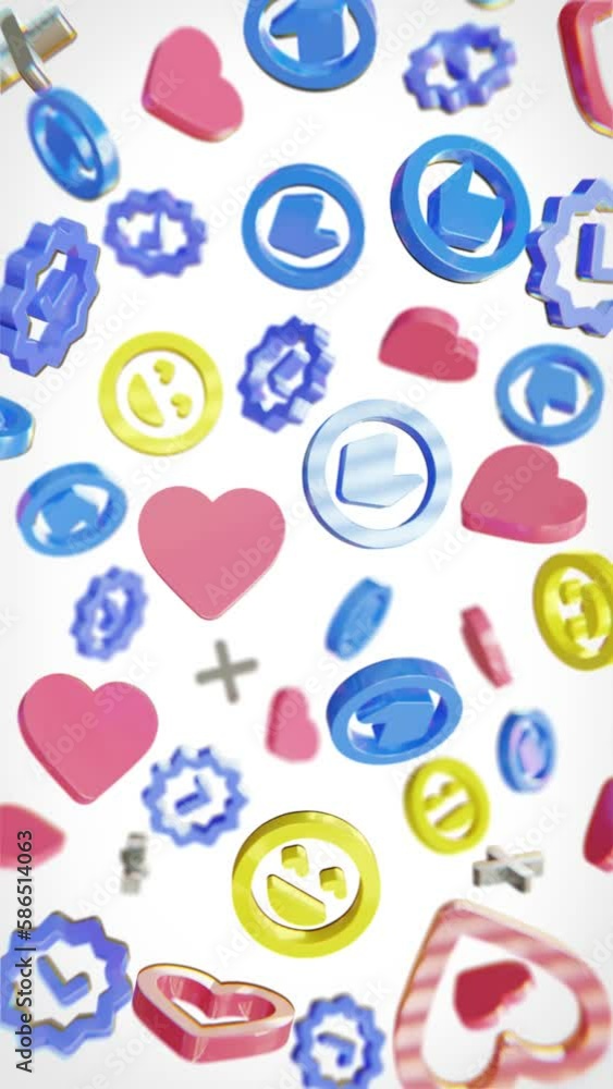 Set of Floating Social Media Icons In Portrait Loopable Set of Floating Social Media Icons In Portrait Loopable