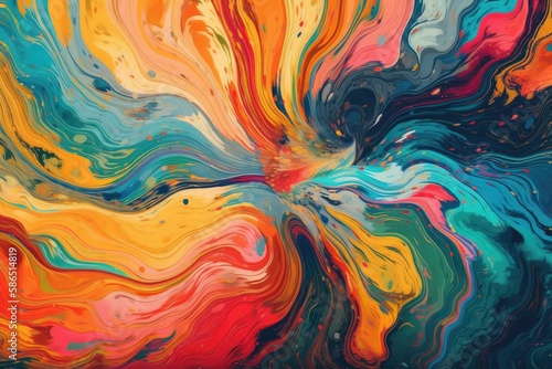 an abstract painting with vibrant swirls of color. Generative AI