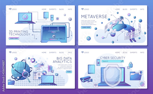Flat Smart Industry Banners Set