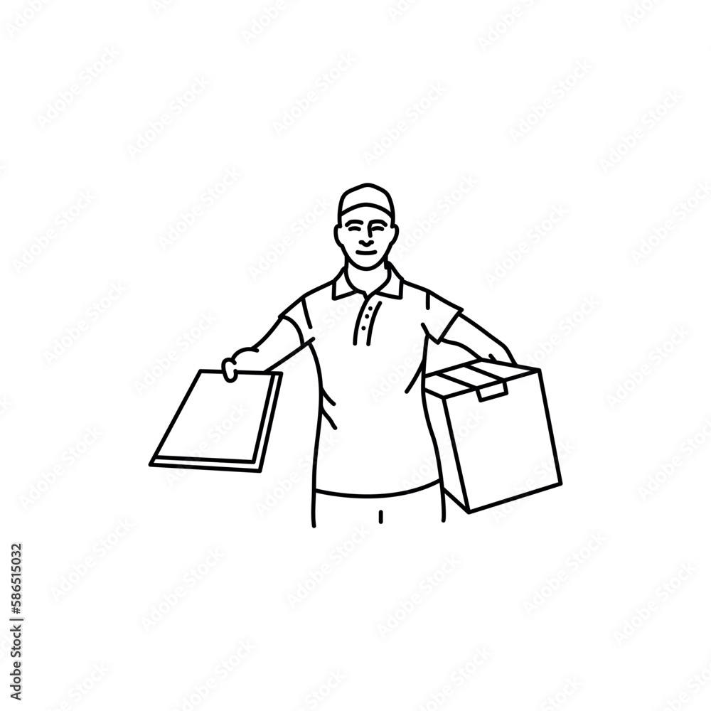 Courier delivery black line icon. Pictogram for web page Courier delivery black line icon. Pictogram for web page