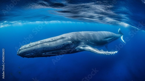Humpback Whale Breaching in Turquoise Waters - Generative AI