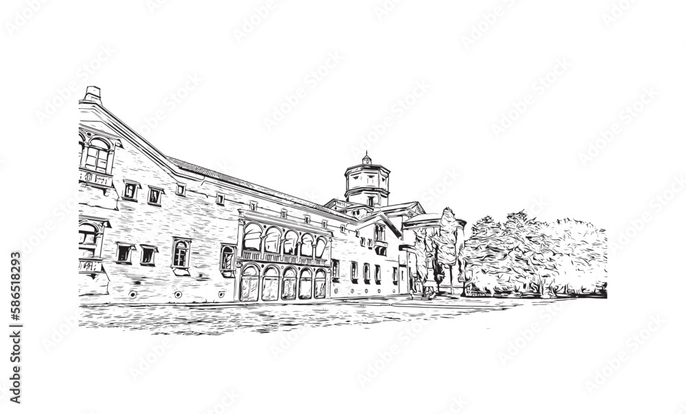 Building view with landmark of
Port of Ravenna is the seaport in Italy. Hand drawn sketch illustration in vector. Building view with landmark of
Port of Ravenna is the seaport in Italy. Hand drawn sketch illustration in vector.