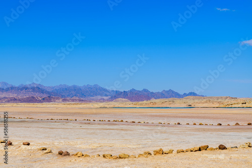 Desert landscape at Ras Mohammed national park. Sinai peninsula, Egypt