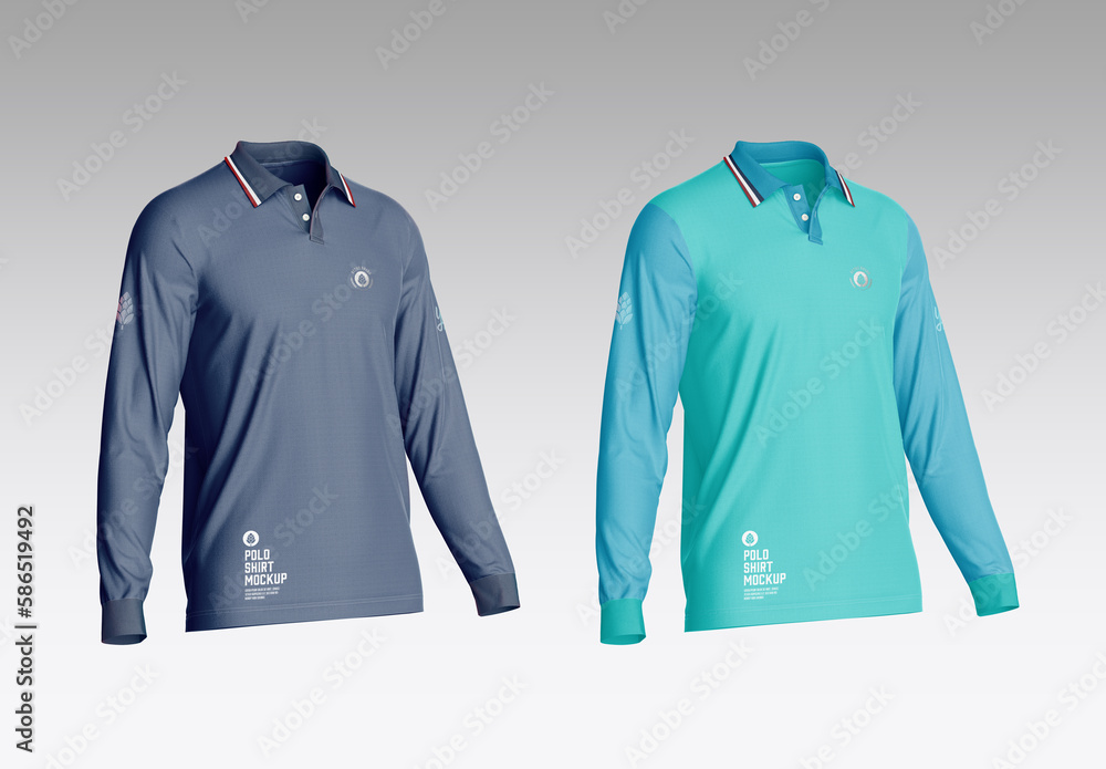 Long Sleeve Polo Shirt Mockup Stock Template | Adobe Stock
