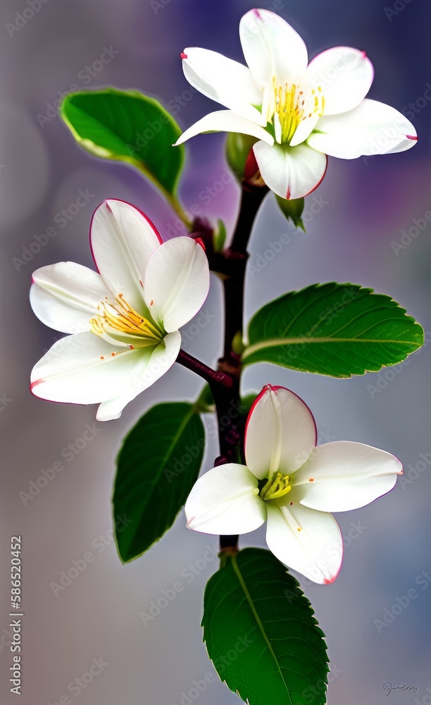 Illustration of apple blossom against dark background
