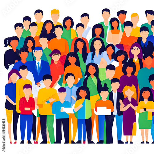 Group of abstract diverse people. Friends or colleagues stand  hug  pose together. The concept of peace between different nations. Teamwork  togetherness  friendship. colorful vector illustration