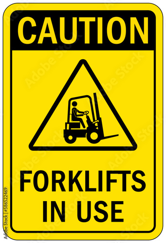 Forklift safety sign and labels forklift in use