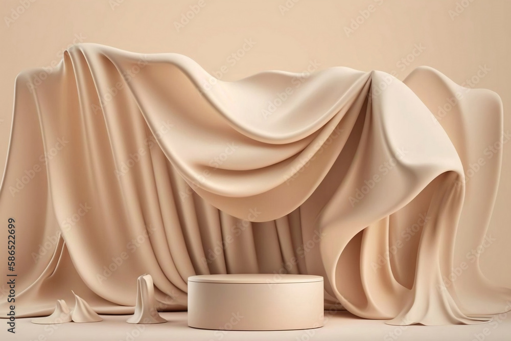 brown pudium for product, with fabric, Generative AI brown pudium for product, with fabric, Generative AI