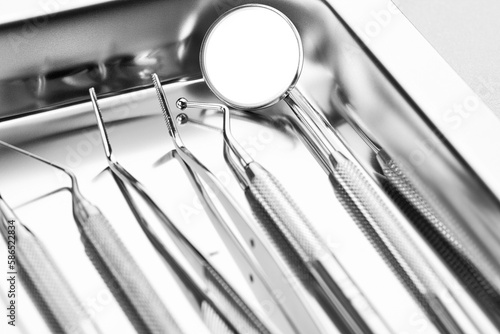 Dental tools on a tray