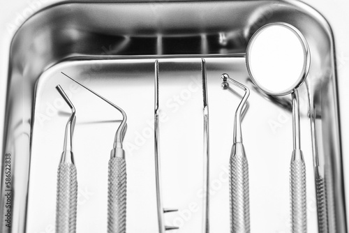 Dental tools on a tray