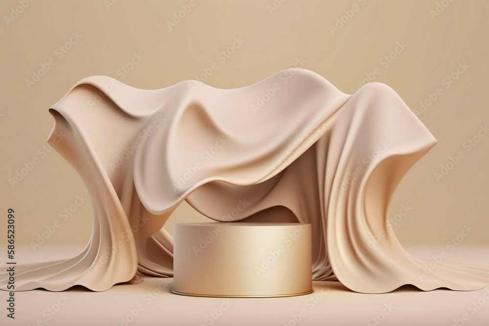 brown pudium for product, with fabric, Generative AI brown pudium for product, with fabric, Generative AI