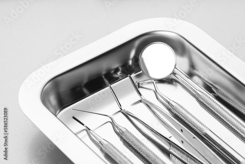 Dental tools on a tray