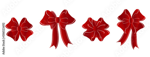 Red bow and ribbon on gift box. Beautiful packaging for a gift and your design.