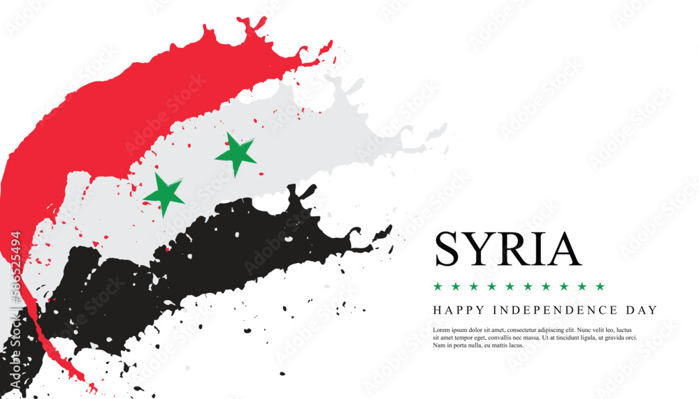 Syria Flag Made of  grunge Brush Paint Vector template