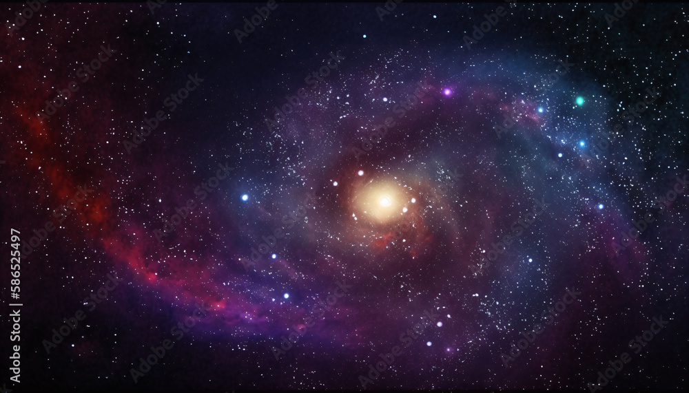 Fototapeta premium A spectacular view of a bright and majestic galaxy of Twinkling Stars in the night sky shows the beauty of deep space creating an awe-inspiring astronomical object in outer space.