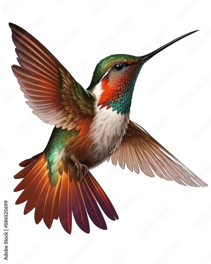 Obraz premium Hummingbird Illustration With Transparent Background. Generative Ai.