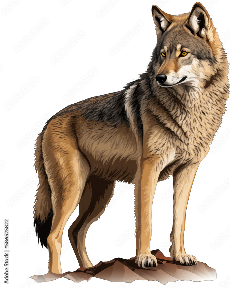 Wolf Illustration With Transparent Background. Generative Ai.