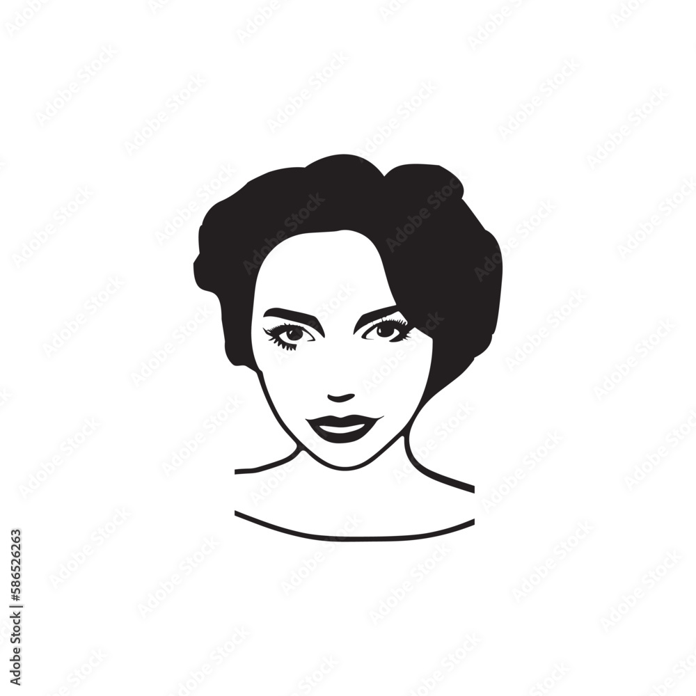 portrait of a girl with a nice hair cut avatar design art drawing illustration portrait of a girl with a nice hair cut avatar design art drawing illustration
