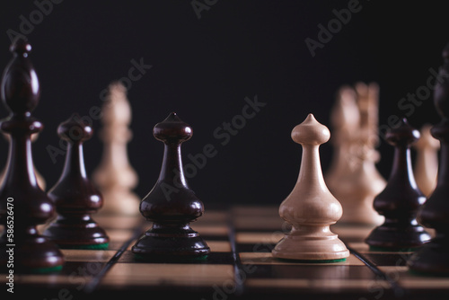 Chess figures on a black background