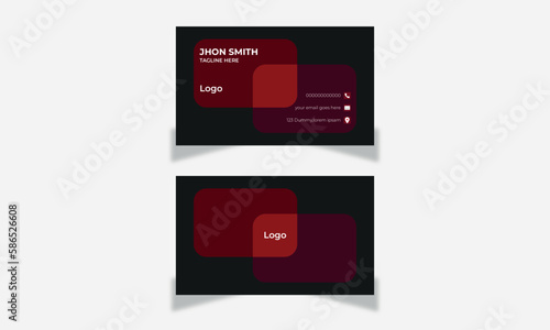 Red & Black business card Design template with a card- personal visiting card lay out