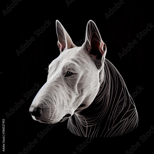Valokuvatapetti Bull Terriers Dog Breed Isolated on Black Background