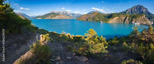 Serre Poncon Lake in summer. Hautes Alpes (French Alps). France