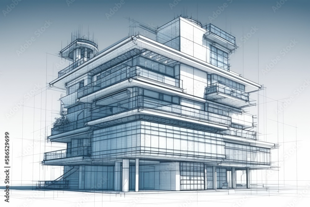 modern skyscraper with a facade full of windows. Generative AI modern skyscraper with a facade full of windows. Generative AI