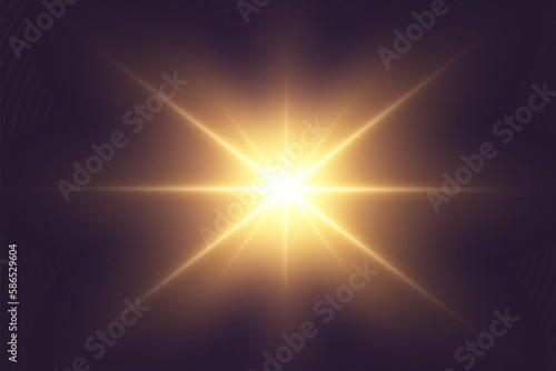 Special lens flash  light effect. The flash flashes rays and searchlight. illust.White glowing light. Beautiful star Light from the rays. The sun is backlit. Bright beautiful star. Sunlight. Glare.  