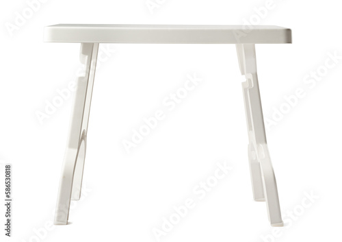 White plastic folding table isolated on white