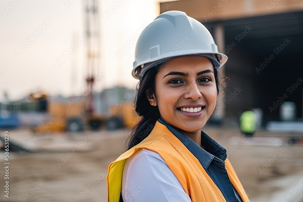 Indian female architect smling at the camera, Generative AI Indian female architect smling at the camera, Generative AI