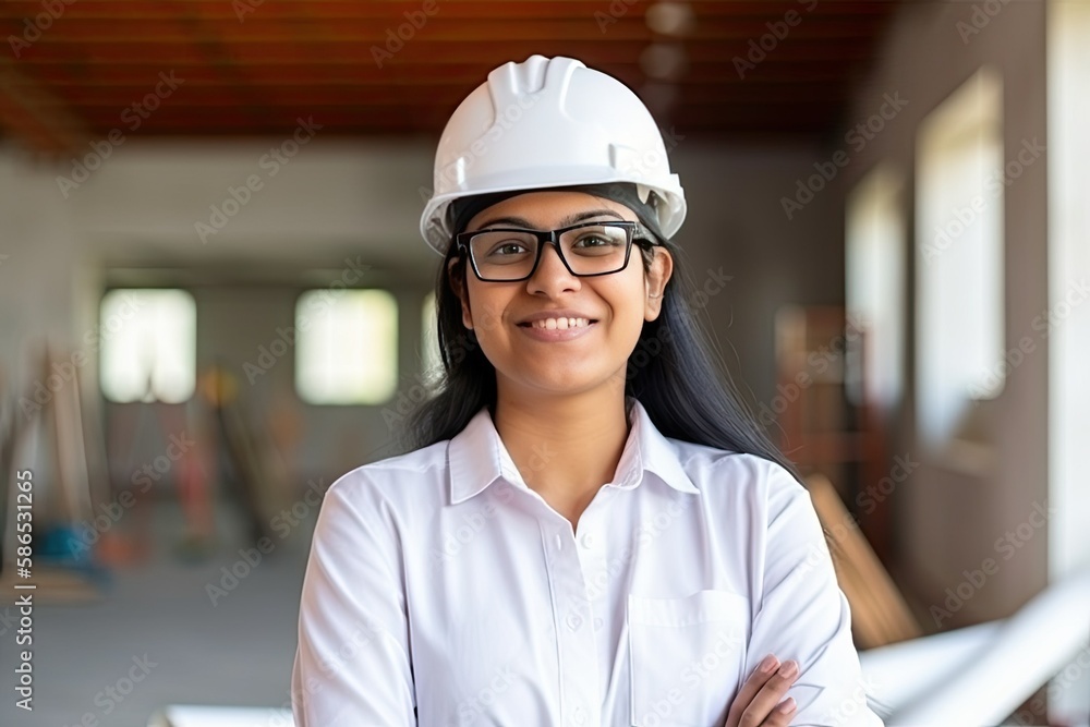 Indian female architect smling at the camera, Generative AI Indian female architect smling at the camera, Generative AI