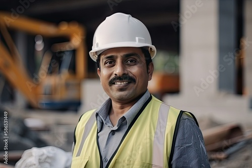 Indian male architect smiling at the camera, Generative AI